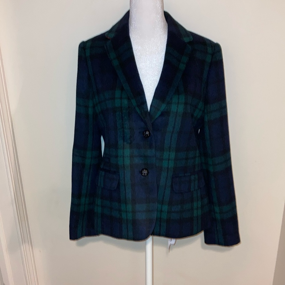 Talbots Green and Black Plaid Blazer